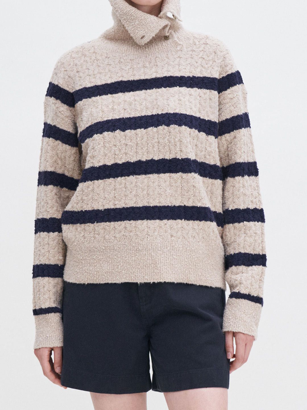 Striped Shawl Collar Sweater