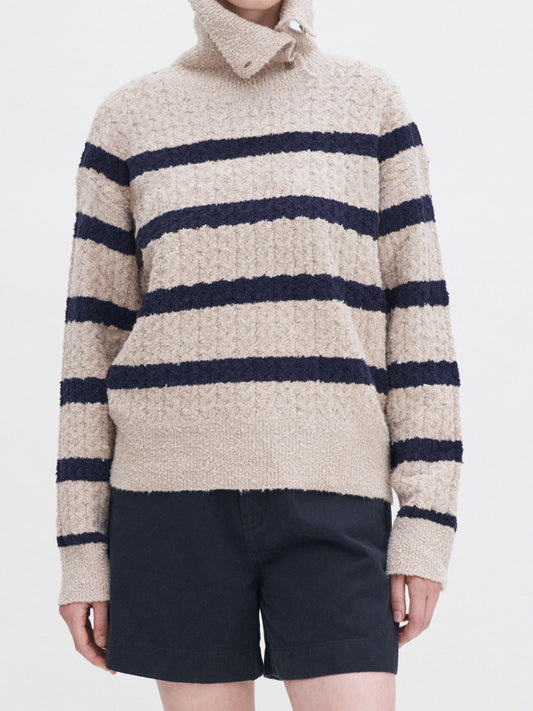 Striped Shawl Collar Sweater