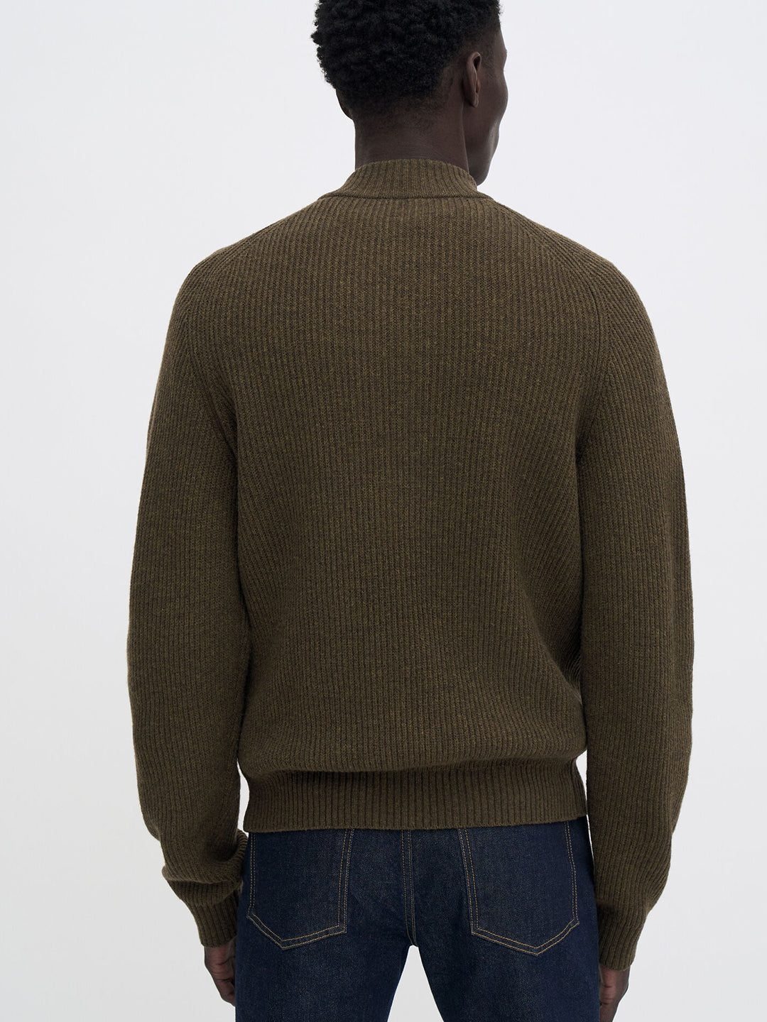 Ribbed Wool Half Zip Sweater