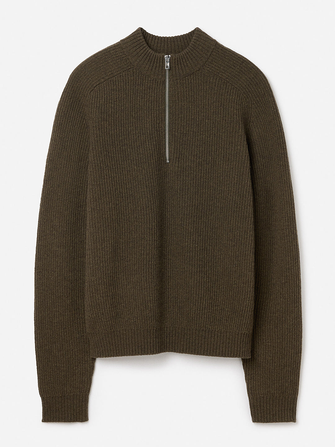 Ribbed Wool Half Zip Sweater