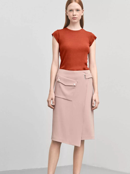 Wrap Pocket Crepe Skirt
