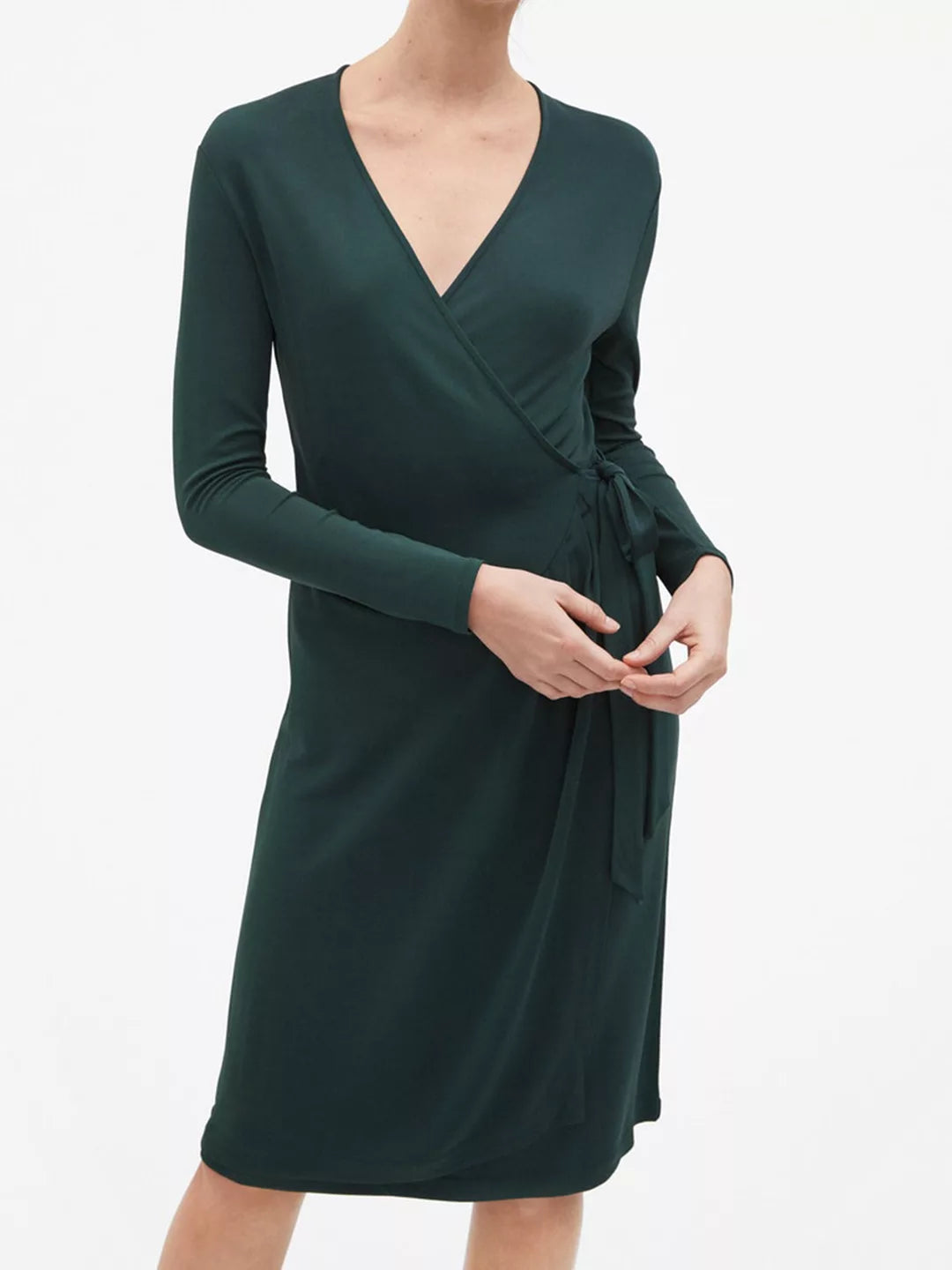 Drapey Crepe Wrap Dress