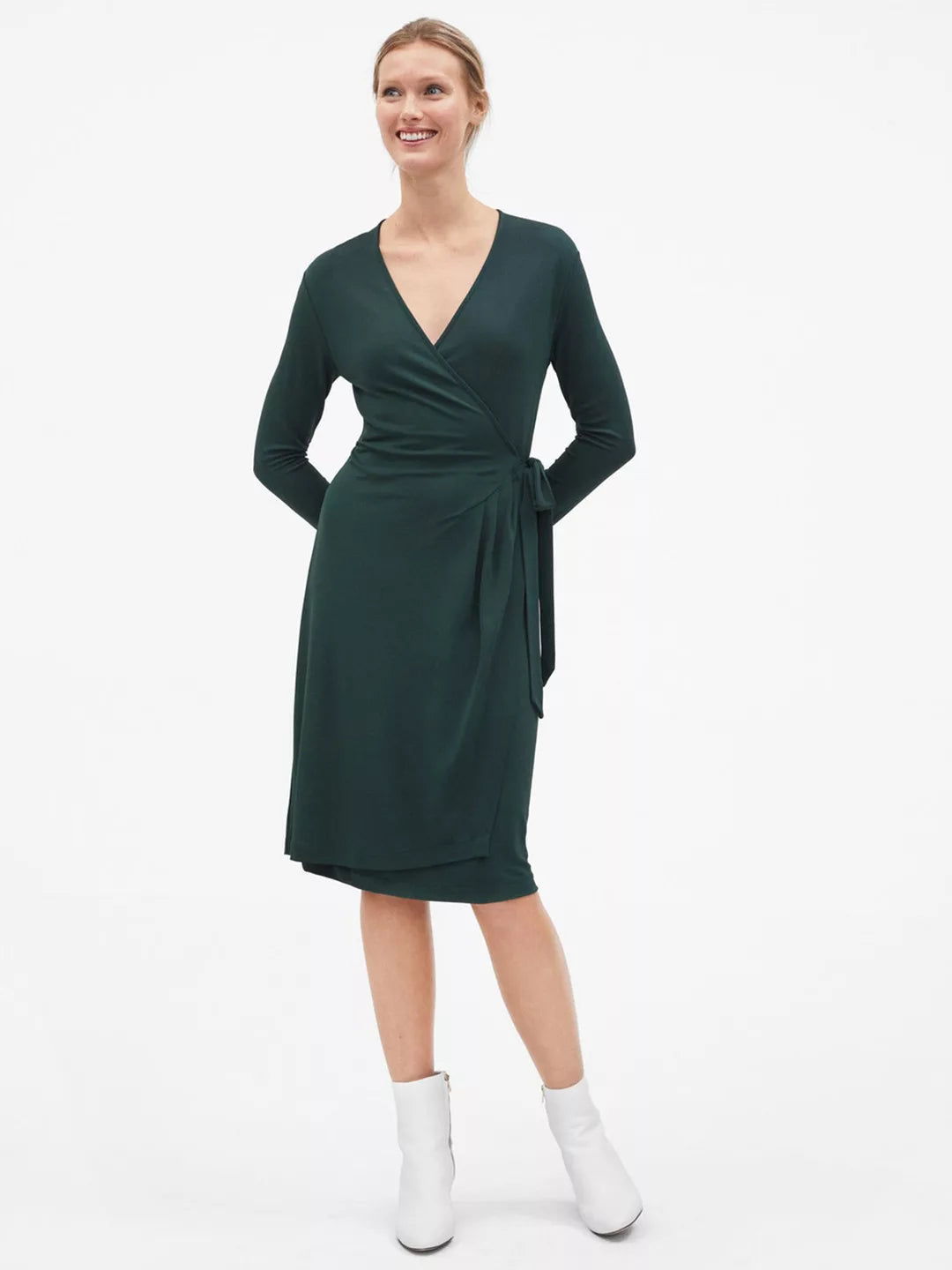Drapey Crepe Wrap Dress