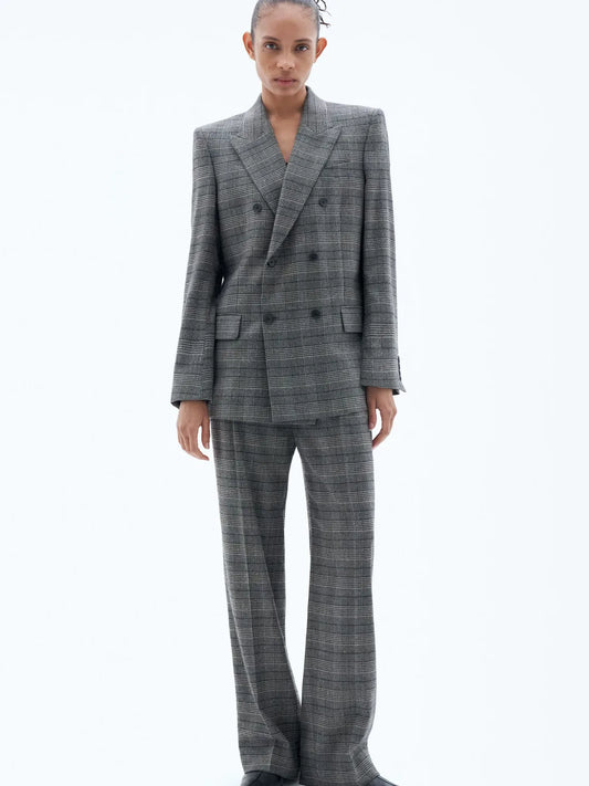 Double Breasted Check Blazer