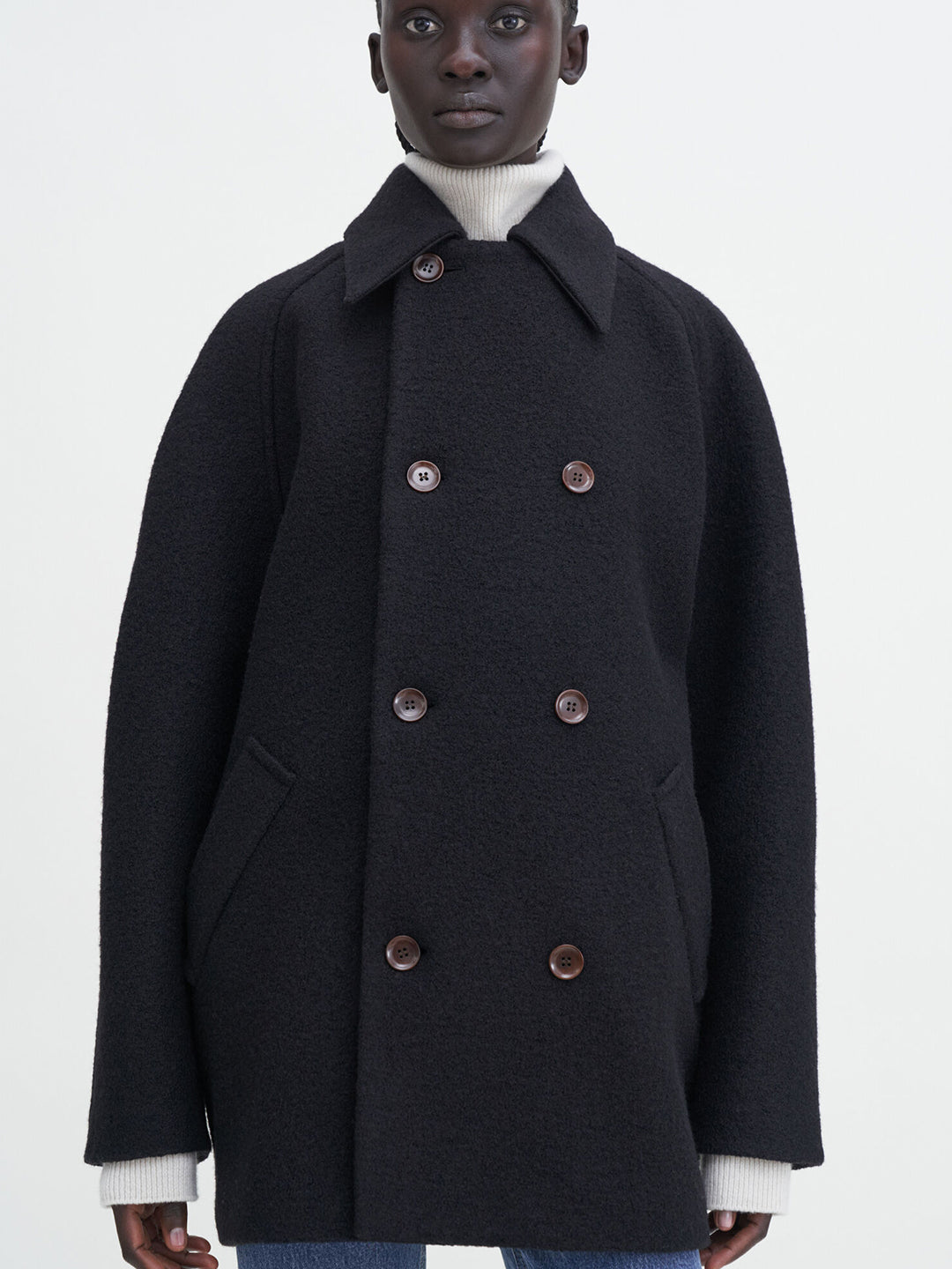 Double Breasted Boiled Wool Jacket