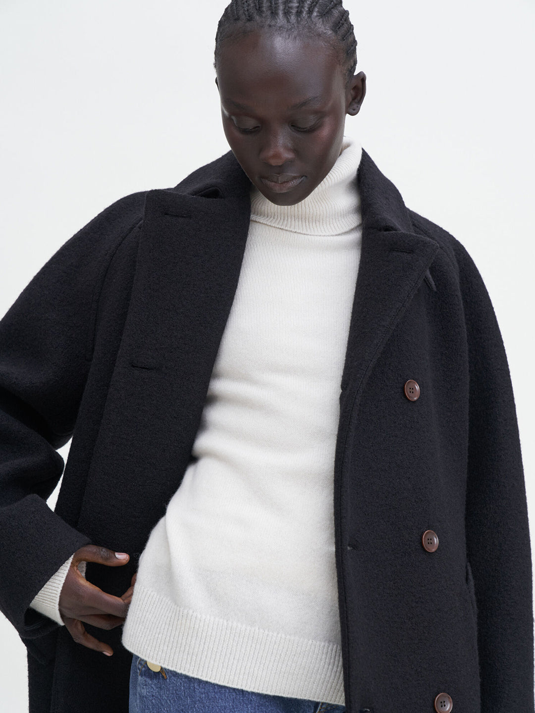 Double Breasted Boiled Wool Jacket
