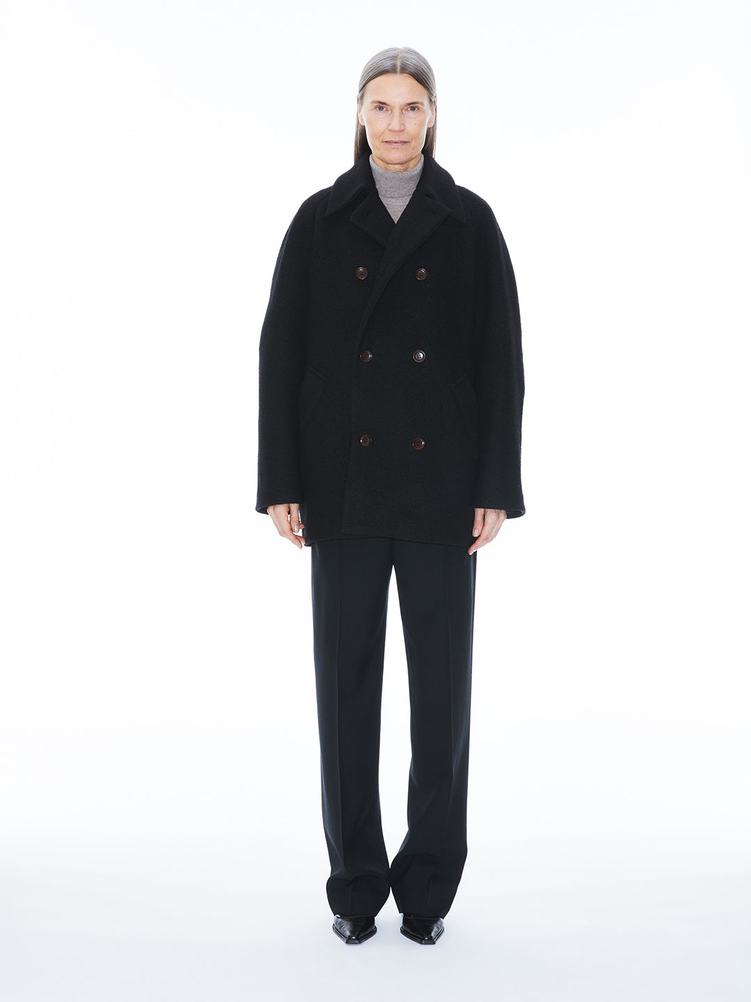 Double Breasted Boiled Wool Jacket