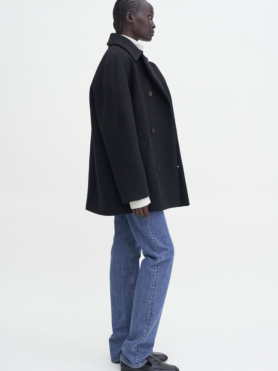 Double Breasted Boiled Wool Jacket