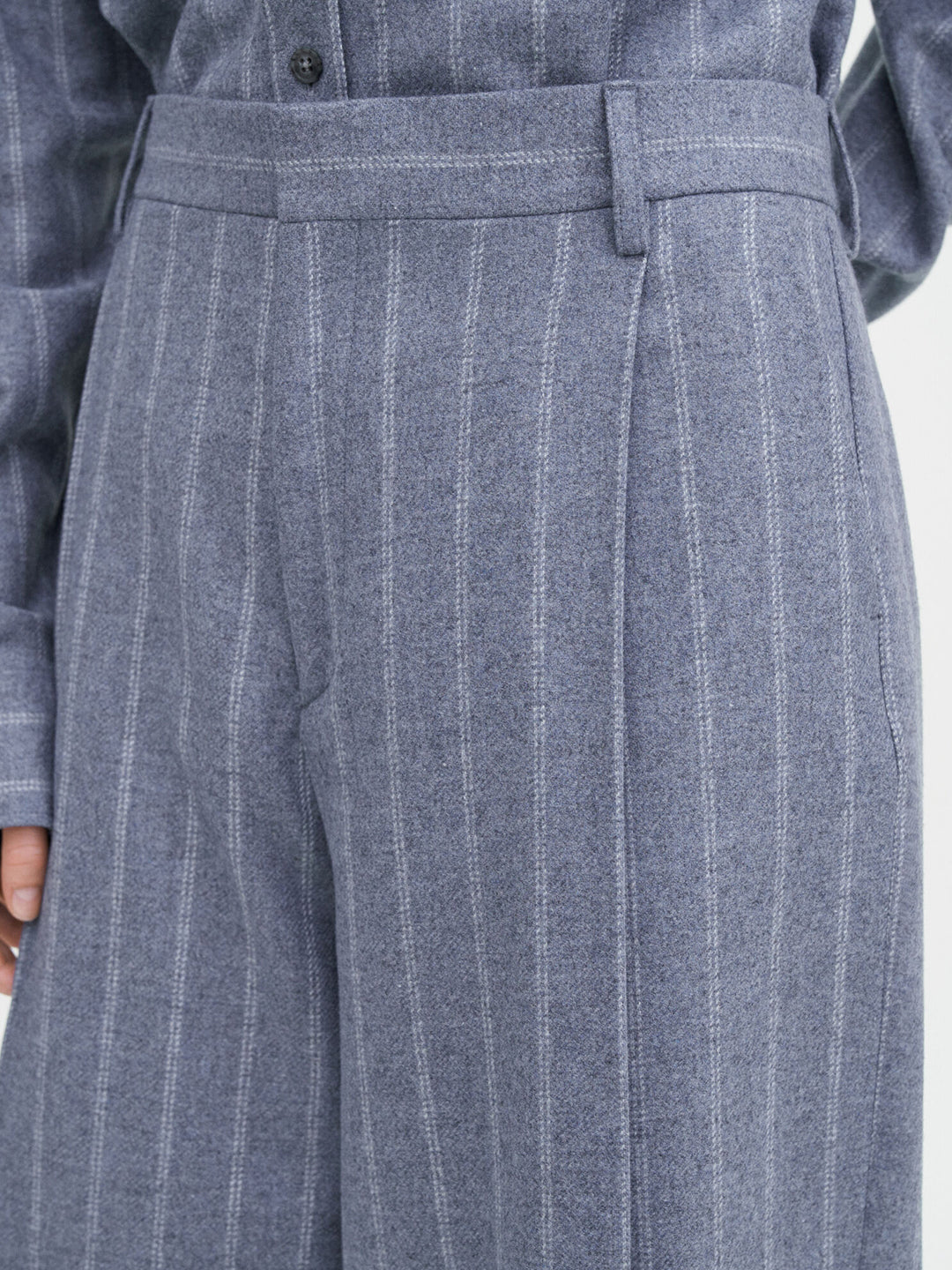 Wide Pleated Striped Trouser