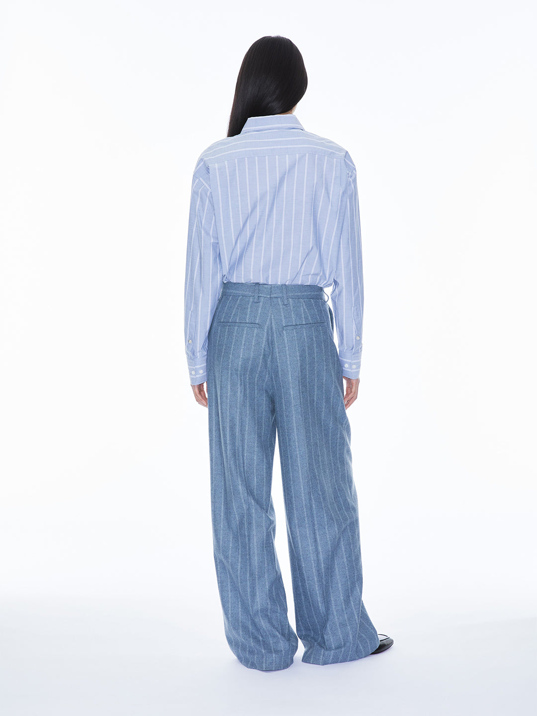 Wide Pleated Striped Trouser