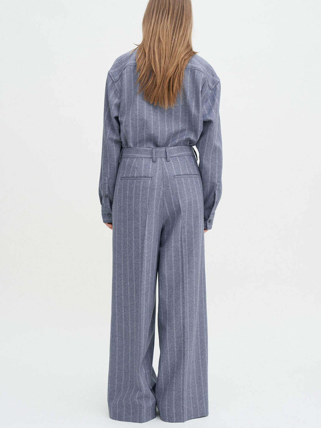 Wide Pleated Striped Trouser