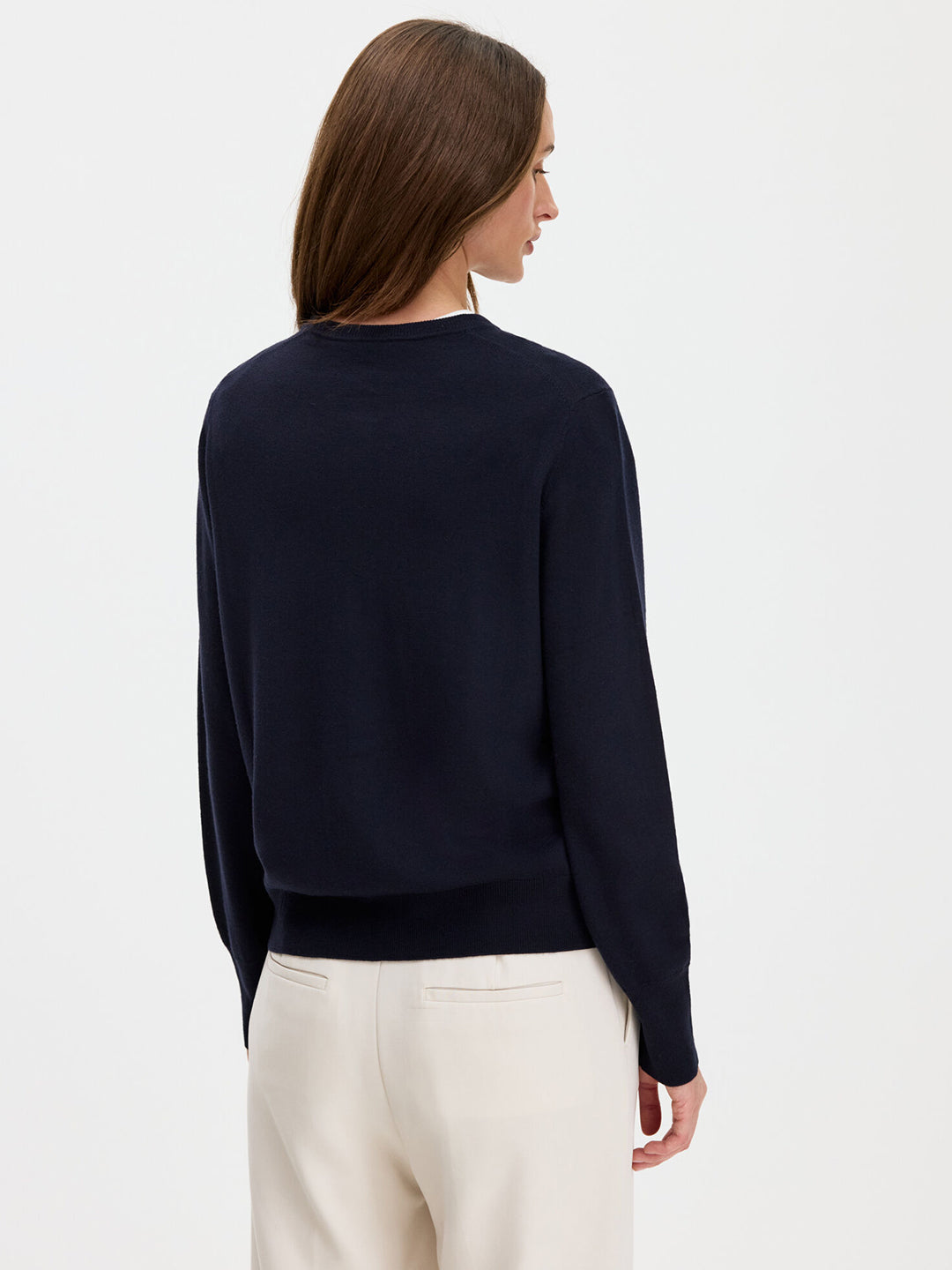 Merino Short Cardigan Navy