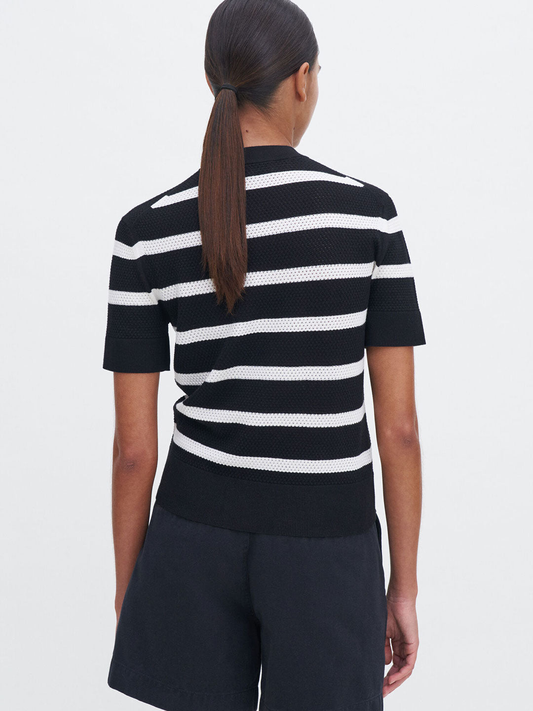 Striped mesh Tee