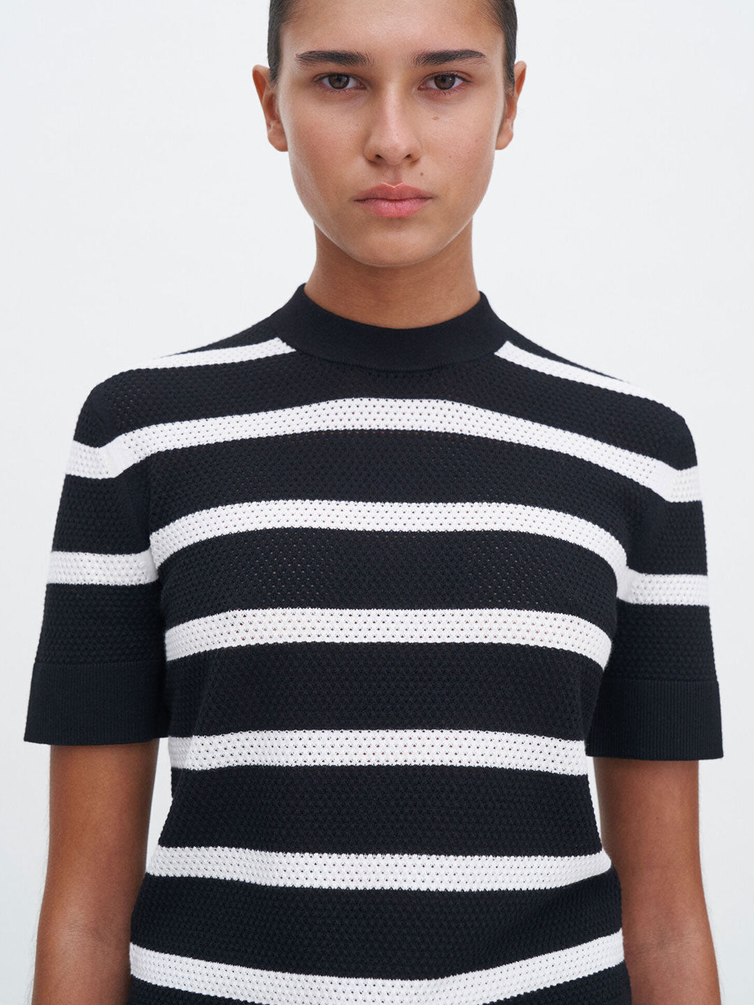 Striped mesh Tee