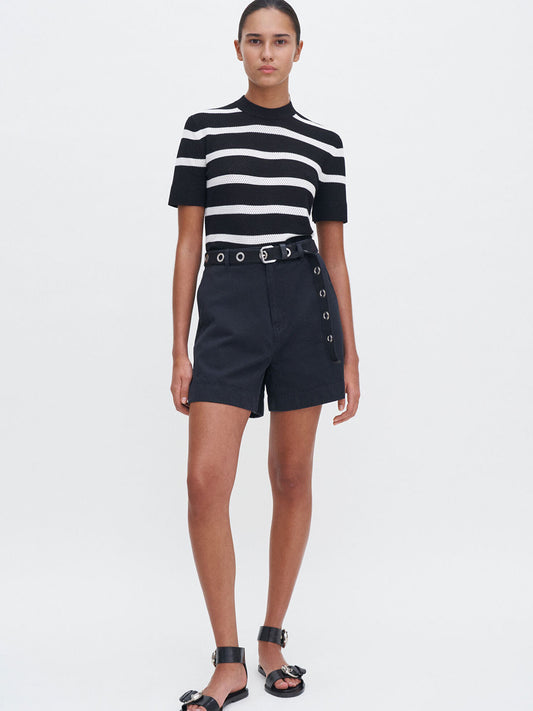 Striped mesh Tee