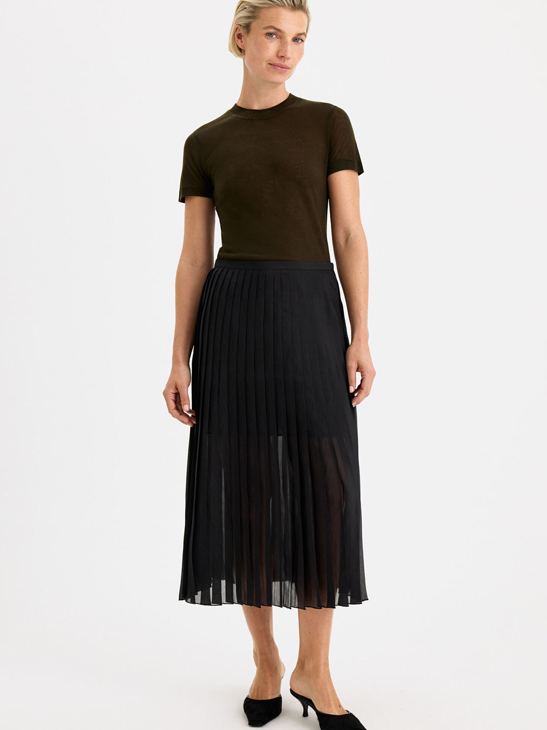 Sheer Plissé Skirt