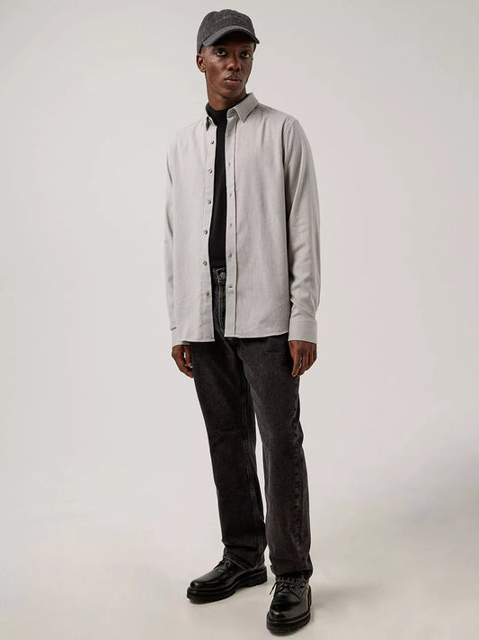 Light Flannel Slim Shirt - Dk Grey