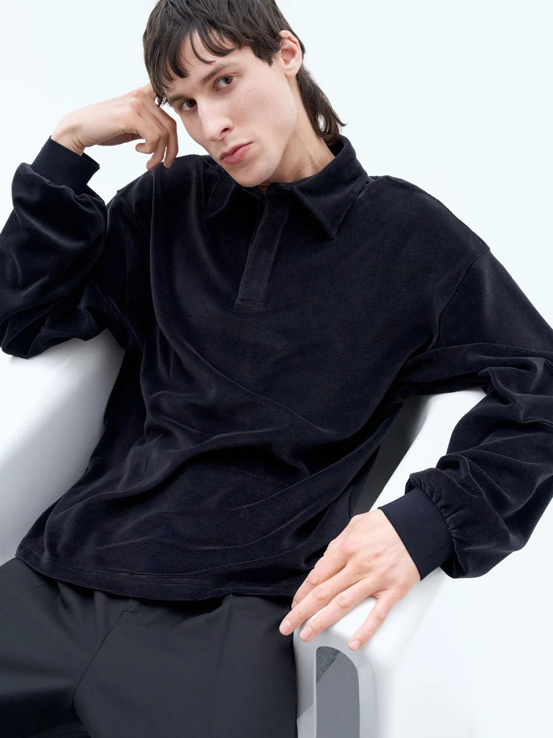 Velour Longsleeve Polo