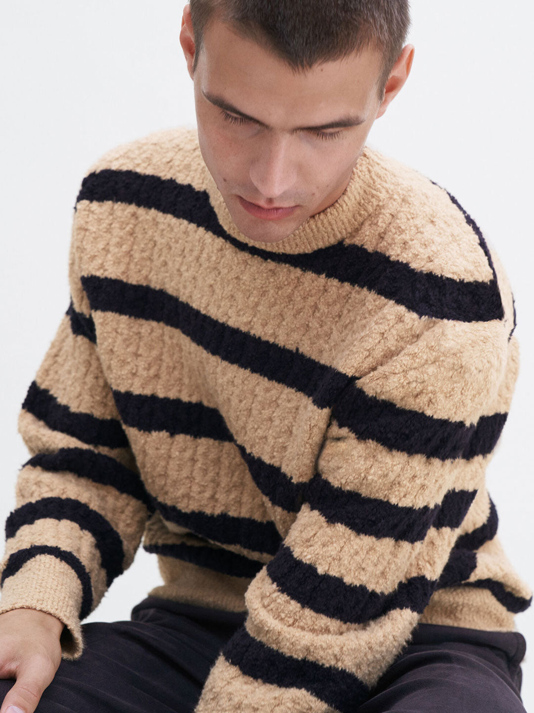 Braided Striped Sweater