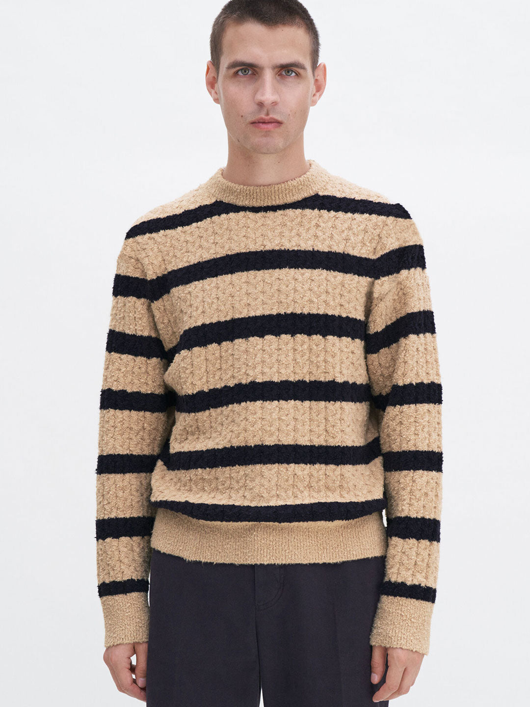 Braided Striped Sweater
