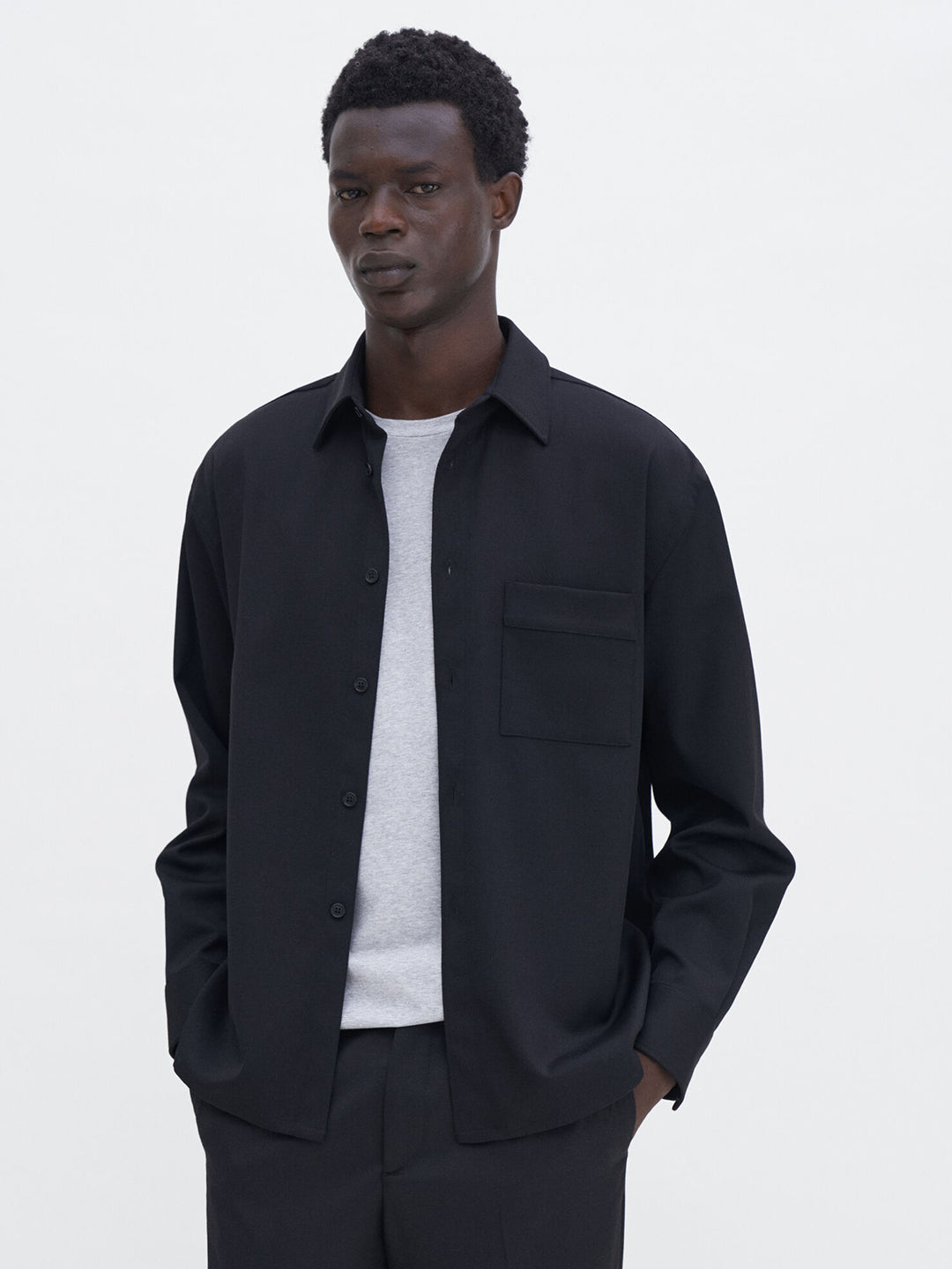 Boxy Wool Twill Shirt