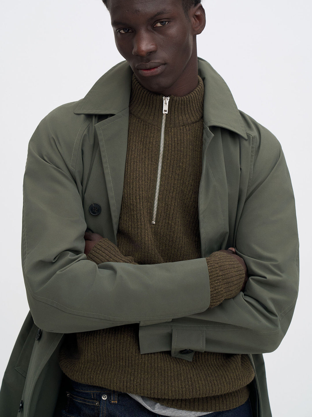 Ribbed Wool Half Zip Sweater