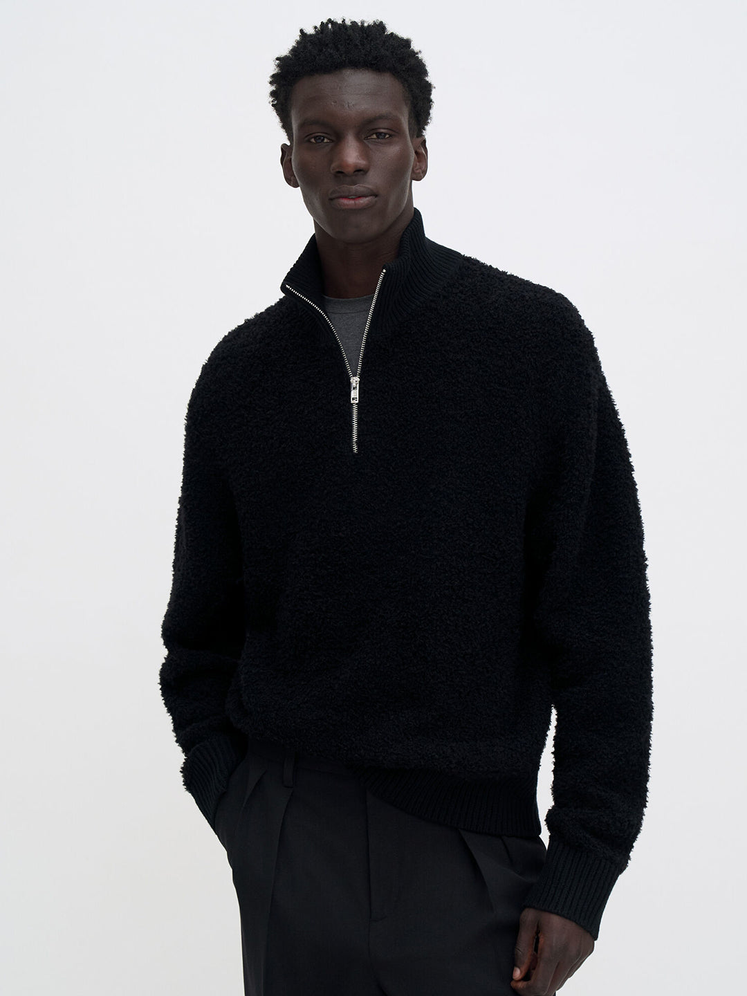 Fluffy Half Zip Sweater