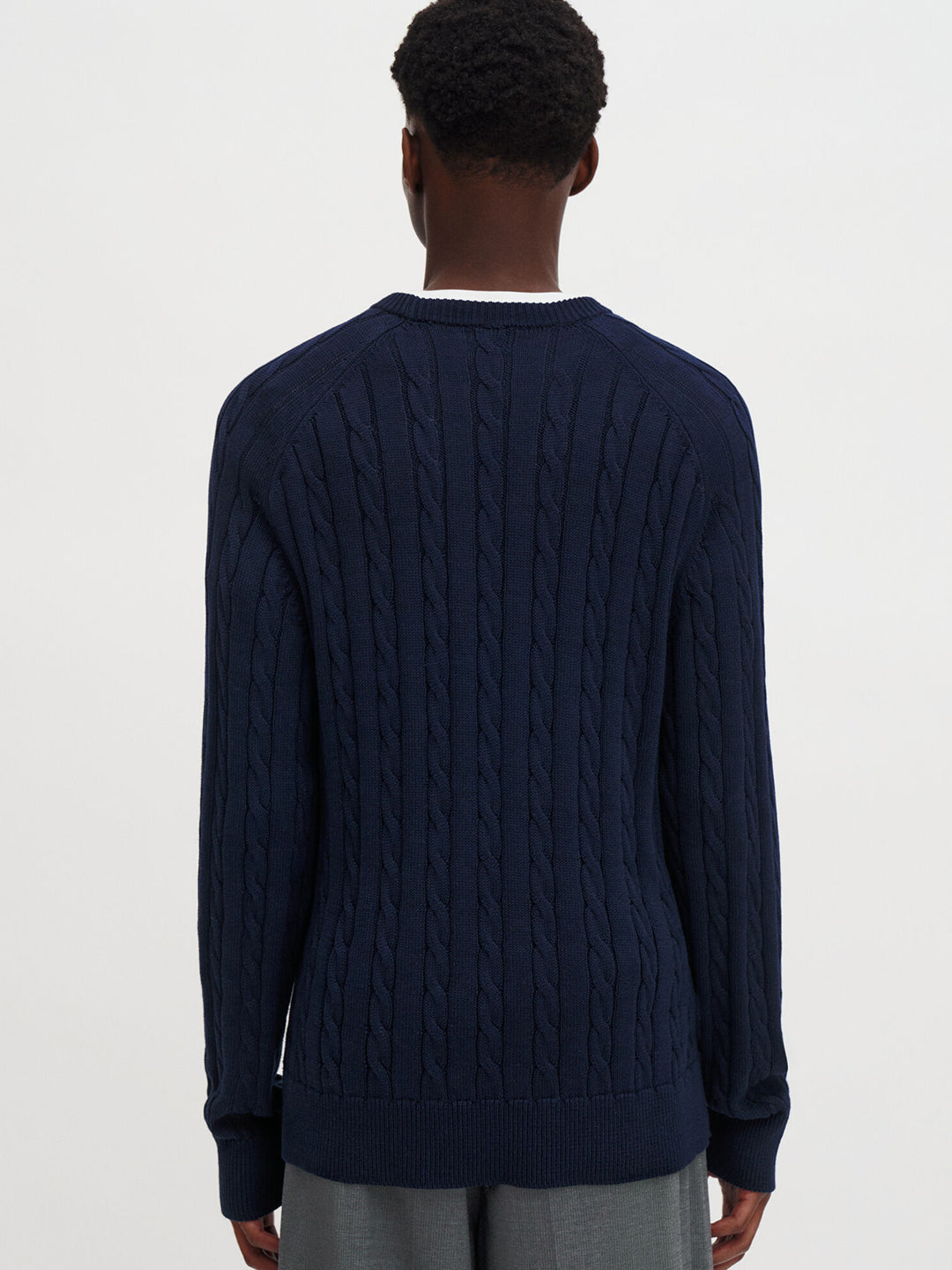 Braided Cotton Crewneck Sweater