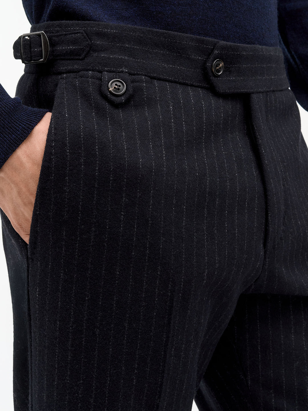 Tense A Pinstripe Wool Trousers