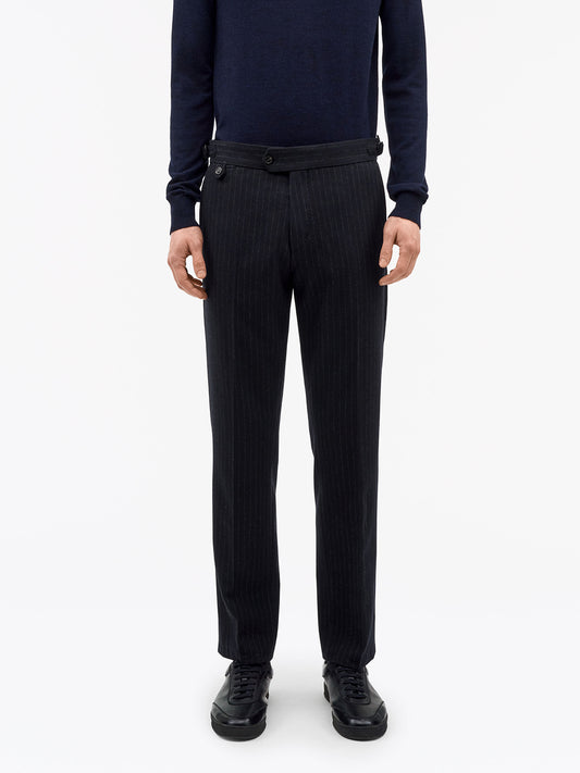 Tense A Pinstripe Wool Trousers