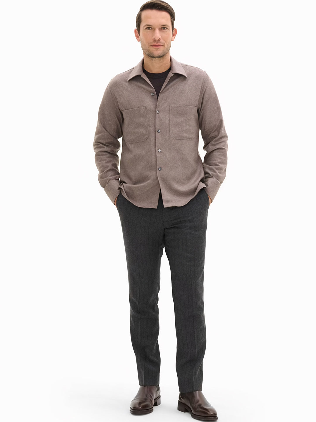 Straight Fit Cuban Winter Twill Shirt