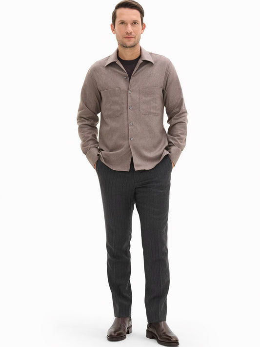 Straight Fit Cuban Winter Twill Shirt
