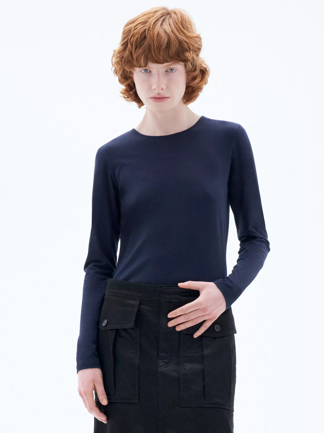 Cotton Stretch Long Sleeve Top