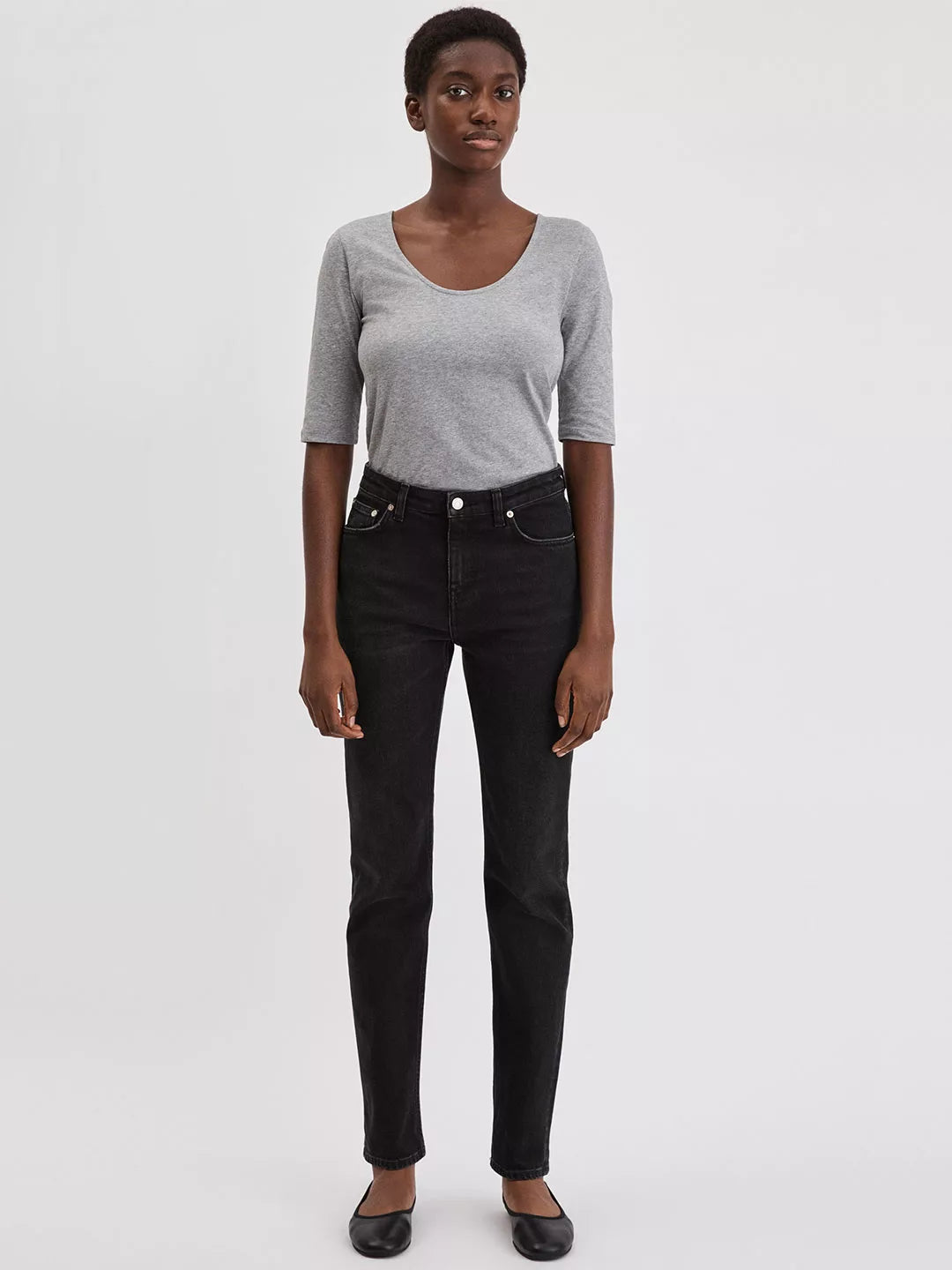 Cotton Stretch Scoop Neck Top