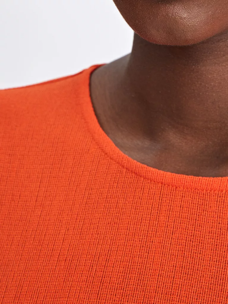A0992-Mesh-Top-Filippa-K-Tangerine-close-up-fabric