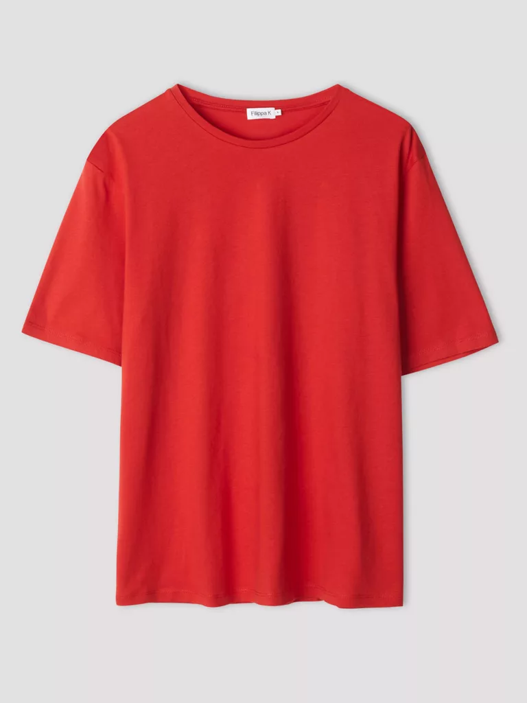 A1032-Annie-Cotton-T-shirt-Filippa-K-Red-Orange-Front-Flat-Lay