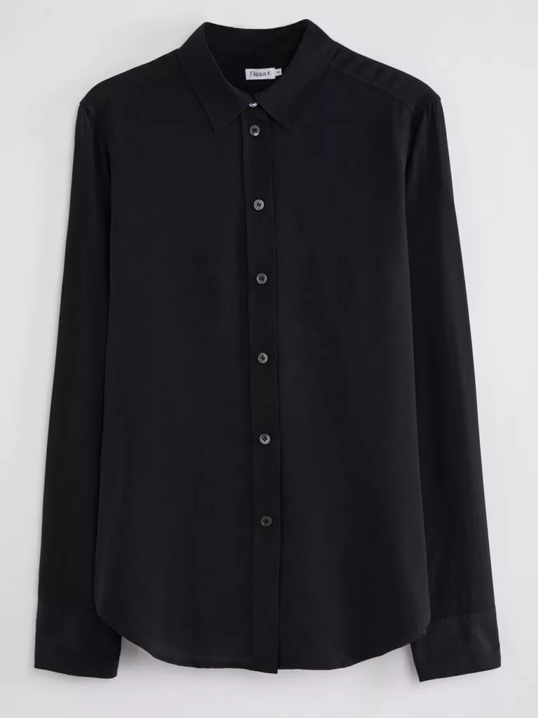 A1101-Classic-Silk-Shirt-Filippa-K-Black-Front-Flat-Lay