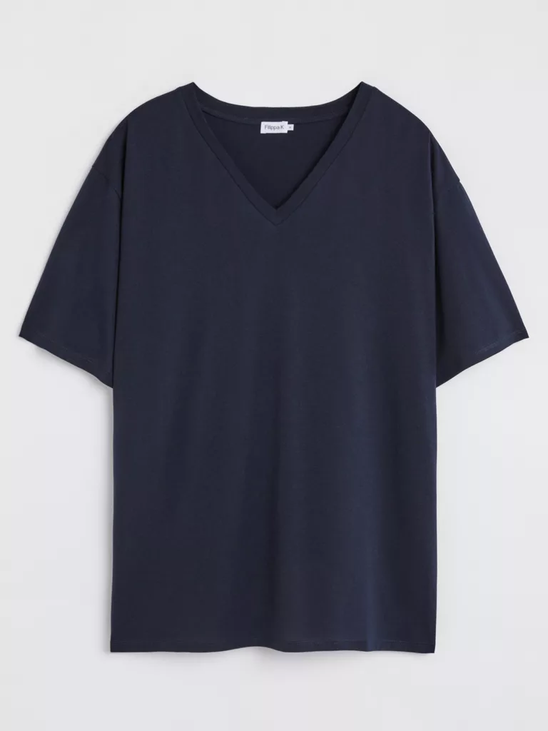 A1127-Soft-Cotton-V-neck-T-shirt-Filippa-K-Navy-Front-Flat-Lay