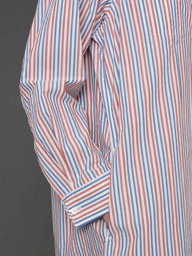 A1156-Office-Shirt-Dress-Hope-Sthlm-Blue-Red-Stripe-Front-Close-Up