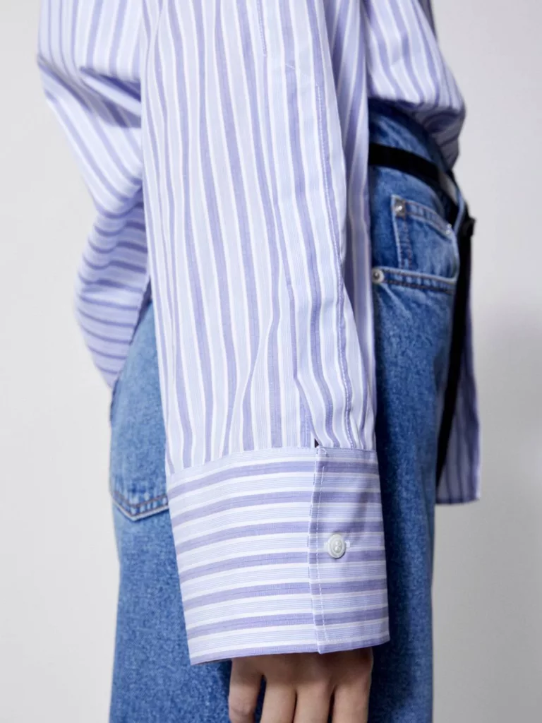 A1160-Shona-Shirt-House-of-Dagmar-Blue-Stripe-Side-Close-Up-Sleeve