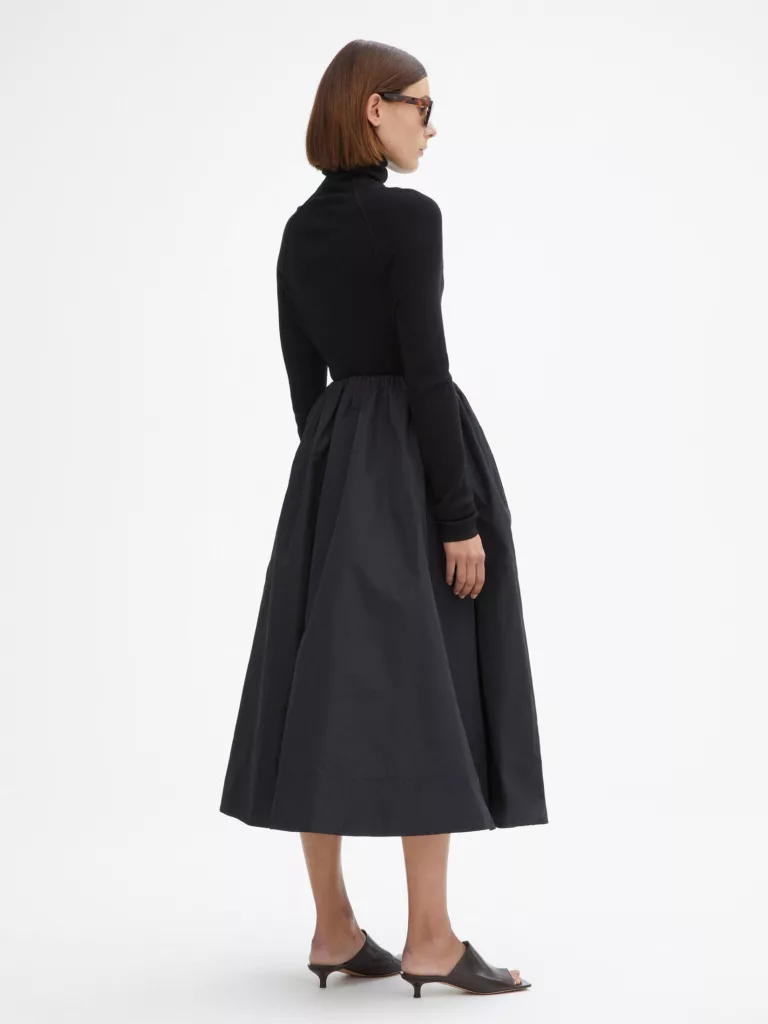 A1187-A-Lined-Mid-Skirt-Black-Dagmar-Full-Body-Side-2