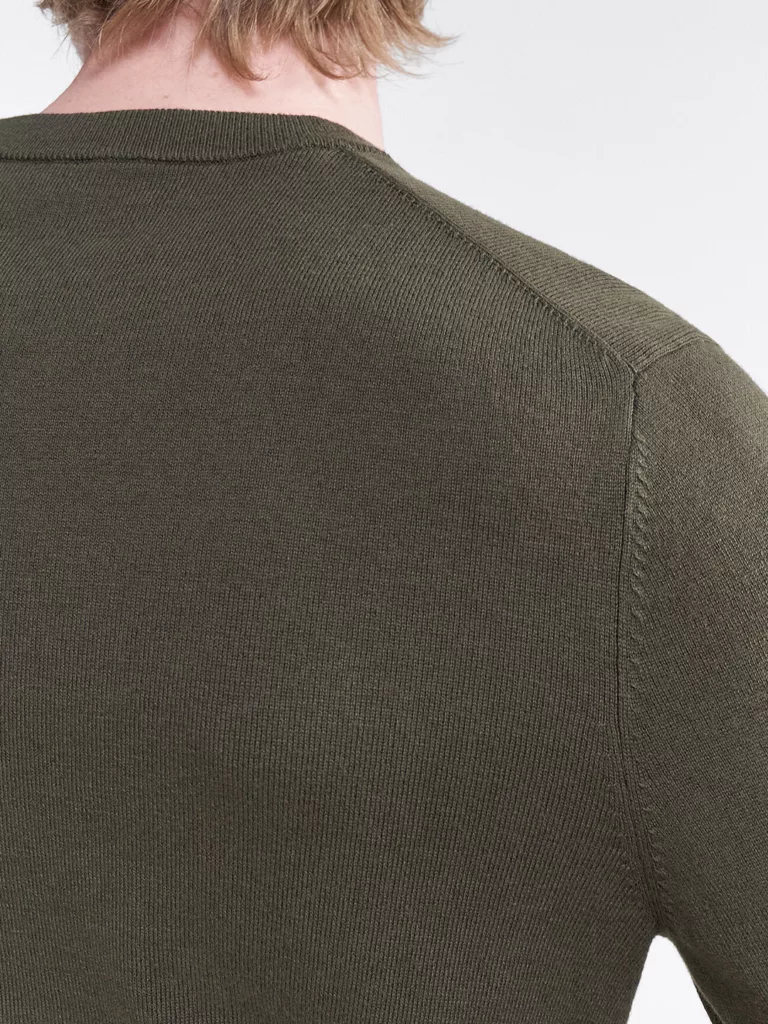 B0000-Cotton-Merino-Sweater-Filippa-K-Dark-Forest-Green-Back-Close-Up-Fabric