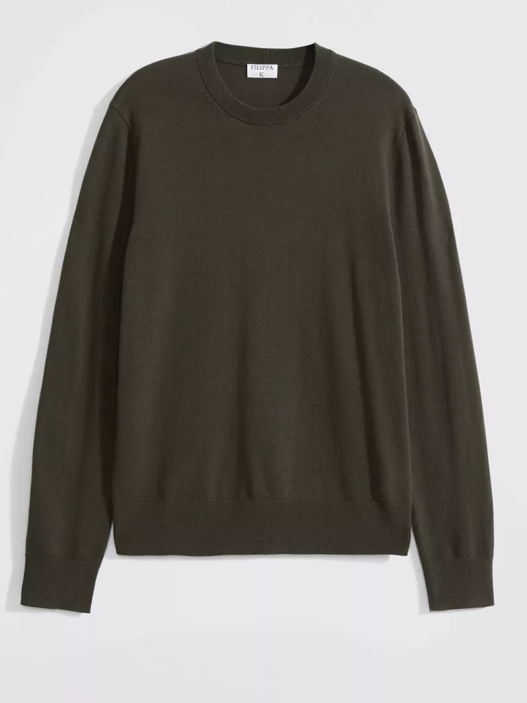 B0000-Cotton-Merino-Sweater-Filippa-K-Dark-Forest-Green-Frotn-Flat-Lay