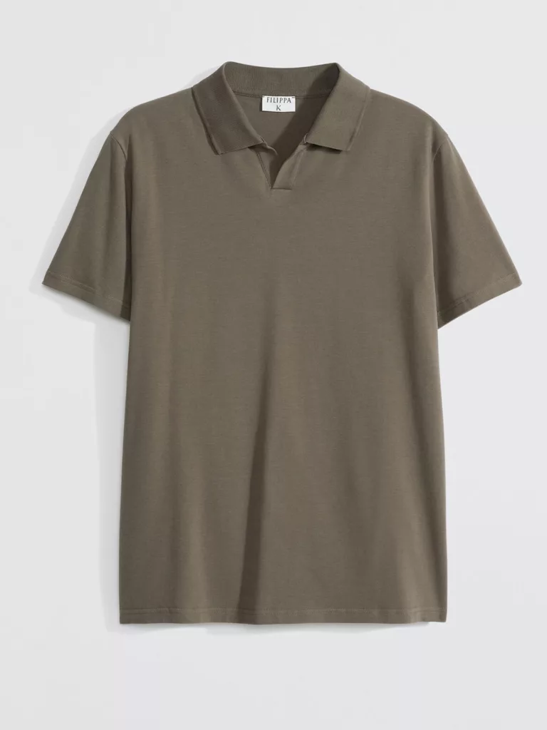 B0000-Lycra-Polo-T-Shirt-Filippa-K-Mole-Grey-Front-Flat-Lay