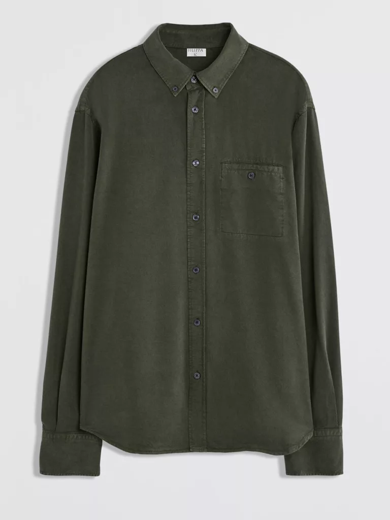 B0000-Zachary-Tencel-Shirt-Filippa-K-Dark-Forest-Green-Front-Flat-Lay
