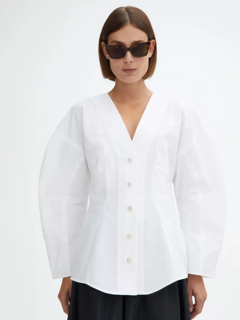A1190-Poplin-Fitted-Blouse-House-of-Dagmar-White-Front