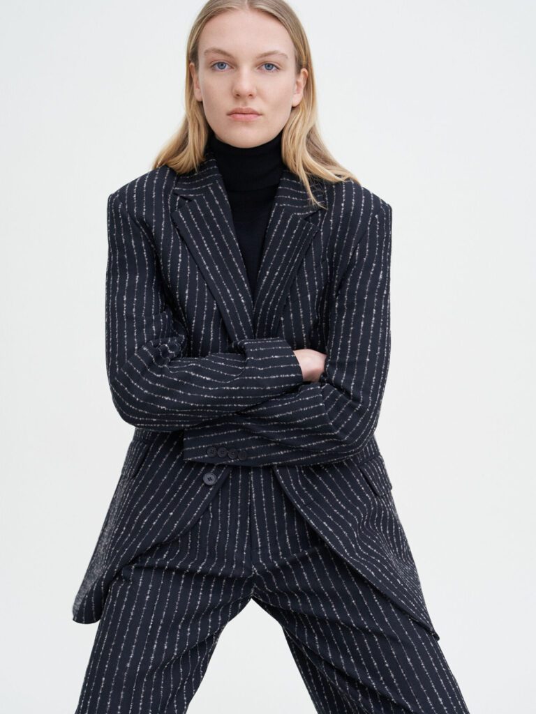 A1263-Davina-Pinstripe-Blazer-FK-Black-Pinstripe-Full-Body-Sitting