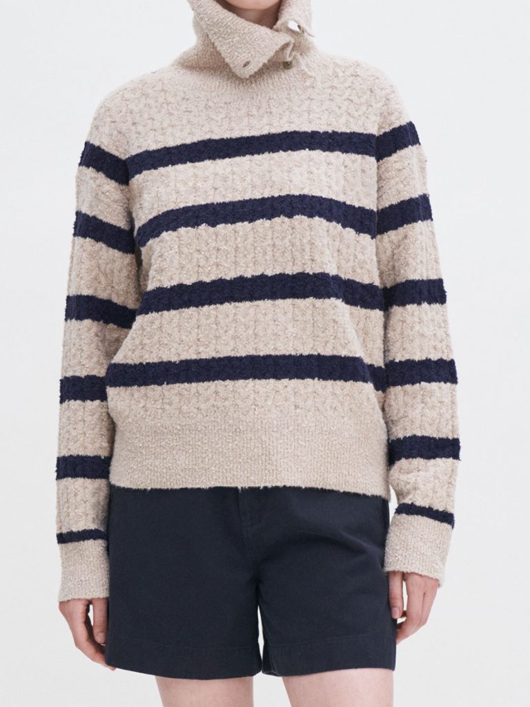 A1785-Striped-Shawl-Collar-Sweater-Filippa-K-Lt-Khaki-Front