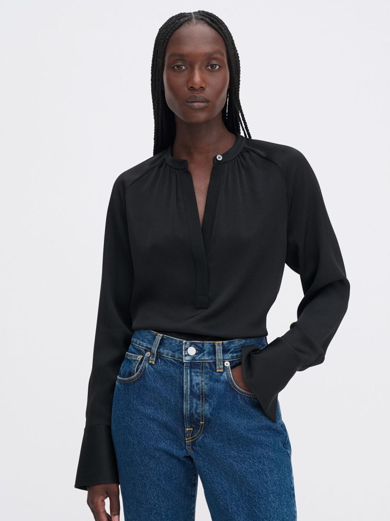 A1786-Gathered-Raglan-Blouse-Filippa-K-Black-Front