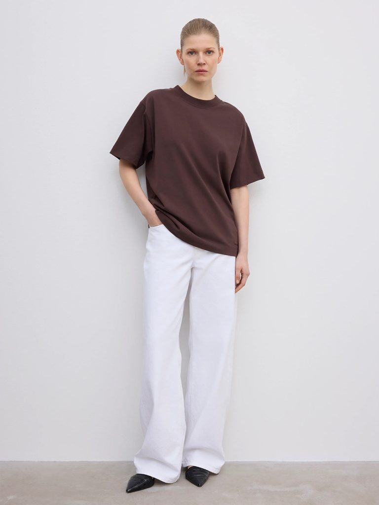 A1787-Oversized-Cotton-Tee-House-of-Dagmar-Chocolate-Brown-Front-Full-Body